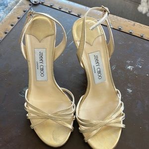 Jimmy Choo gold strap heels size 6